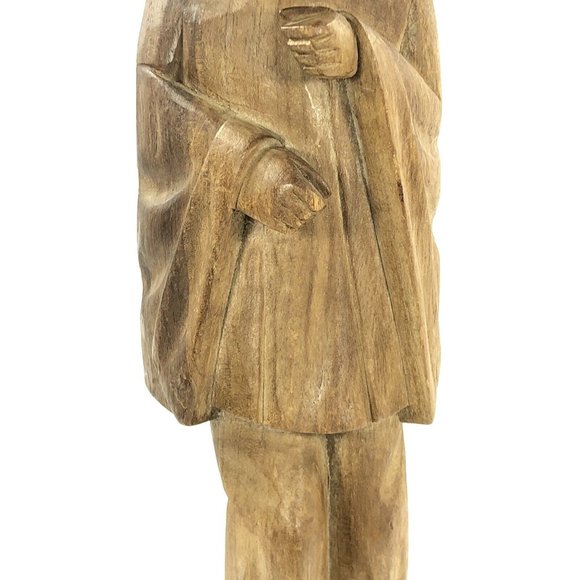 Vintage Hand Carved Wood Folk Art Man Colonial Figure Statue Sculpture 15 3/4-in - Picture 6 of 12